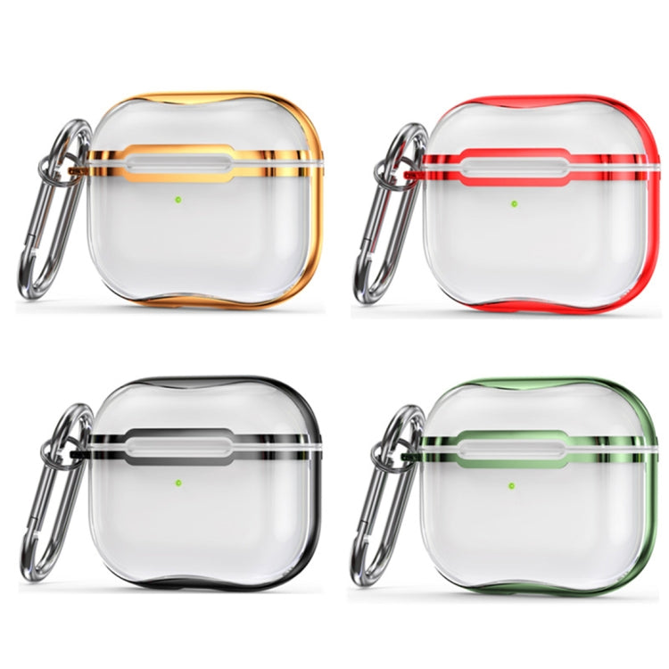 Electroplating Frame + Transparent TPU Earphone Protective Case with Hook For AirPods 3