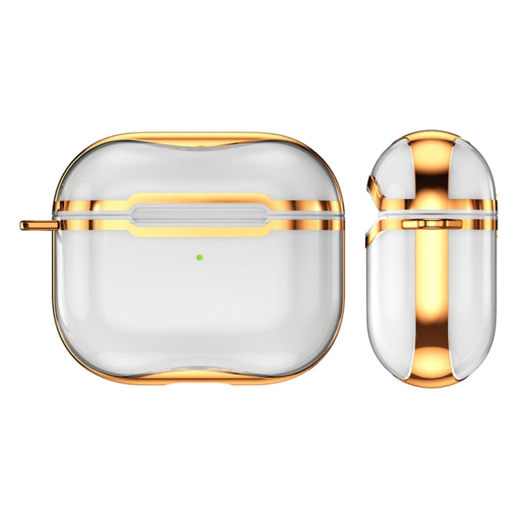 Electroplating Frame + Transparent TPU Earphone Protective Case with Hook For AirPods 3