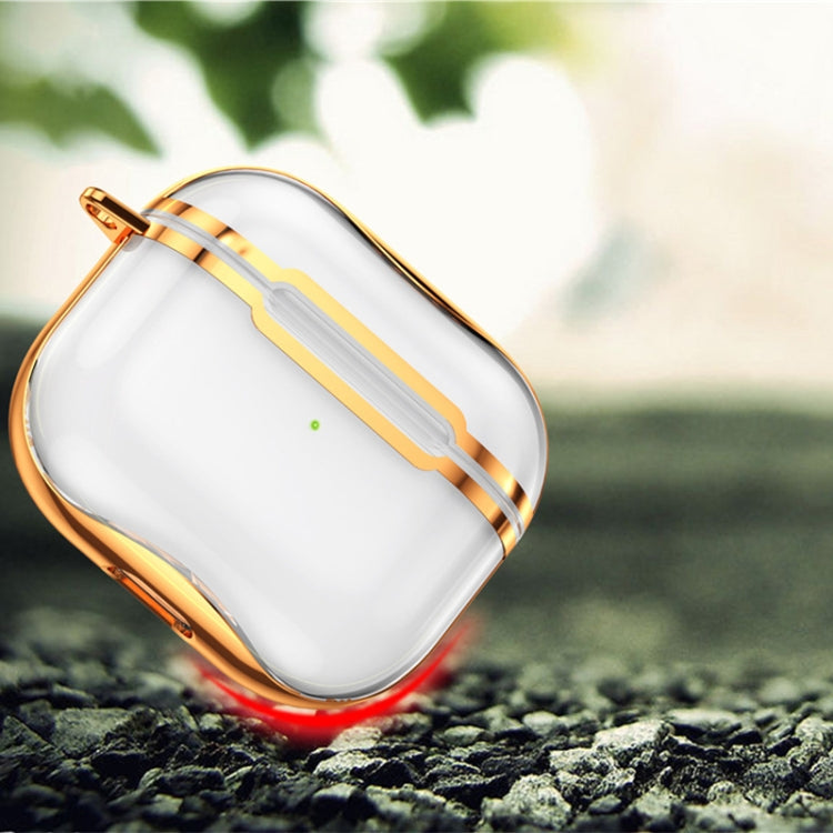 Electroplating Frame + Transparent TPU Earphone Protective Case with Hook For AirPods 3