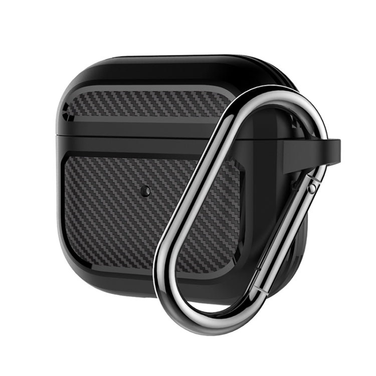 Carbon Fiber TPU Thicken Shockproof Earphone Protective Case with Hook For AirPods 3