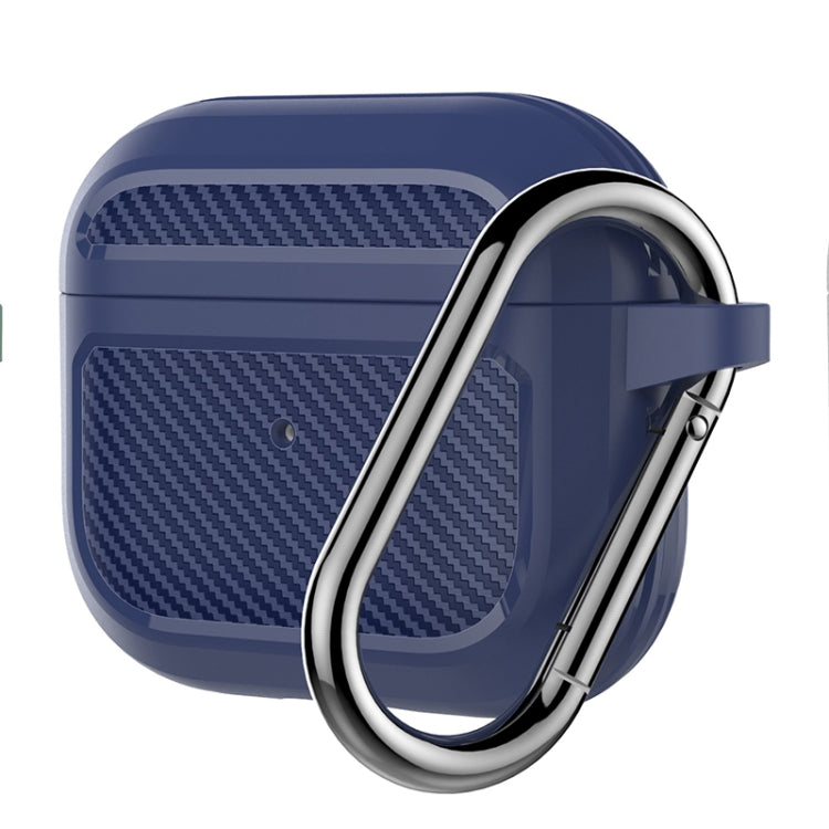Carbon Fiber TPU Thicken Shockproof Earphone Protective Case with Hook For AirPods 3
