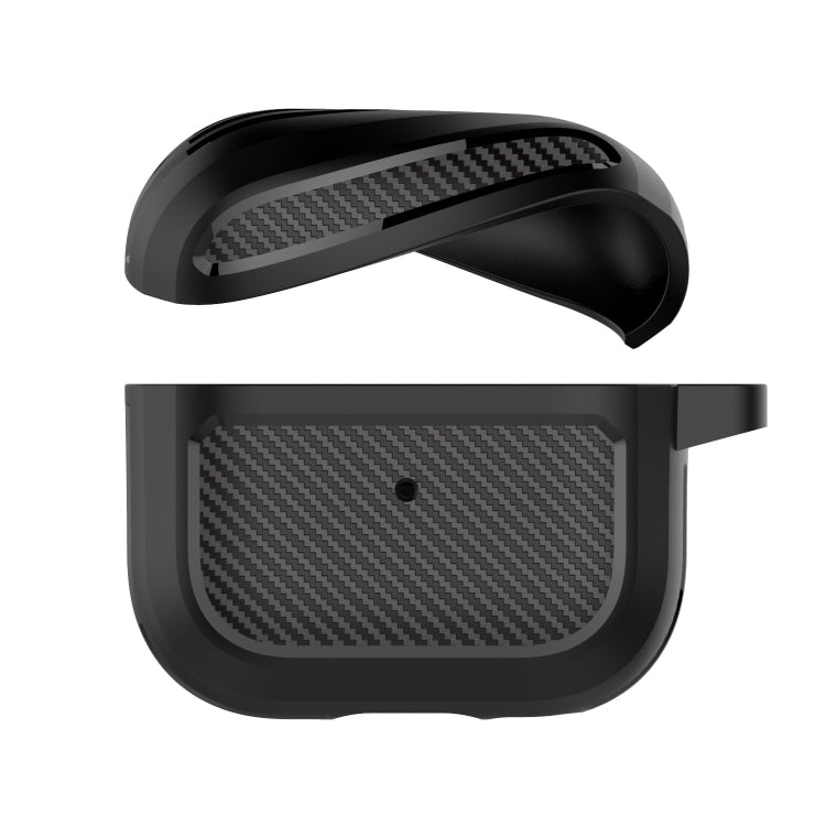 Carbon Fiber TPU Thicken Shockproof Earphone Protective Case with Hook For AirPods 3