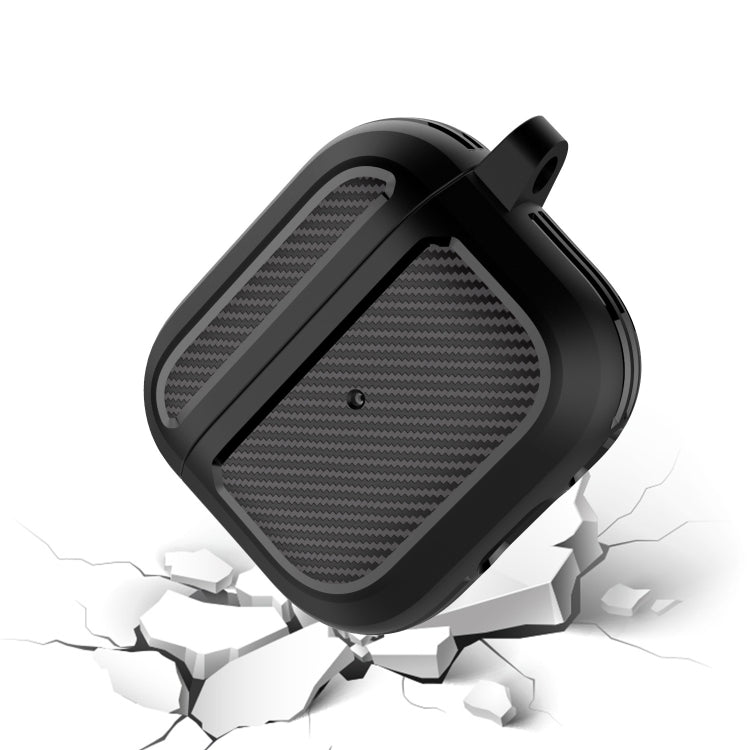 Carbon Fiber TPU Thicken Shockproof Earphone Protective Case with Hook For AirPods 3