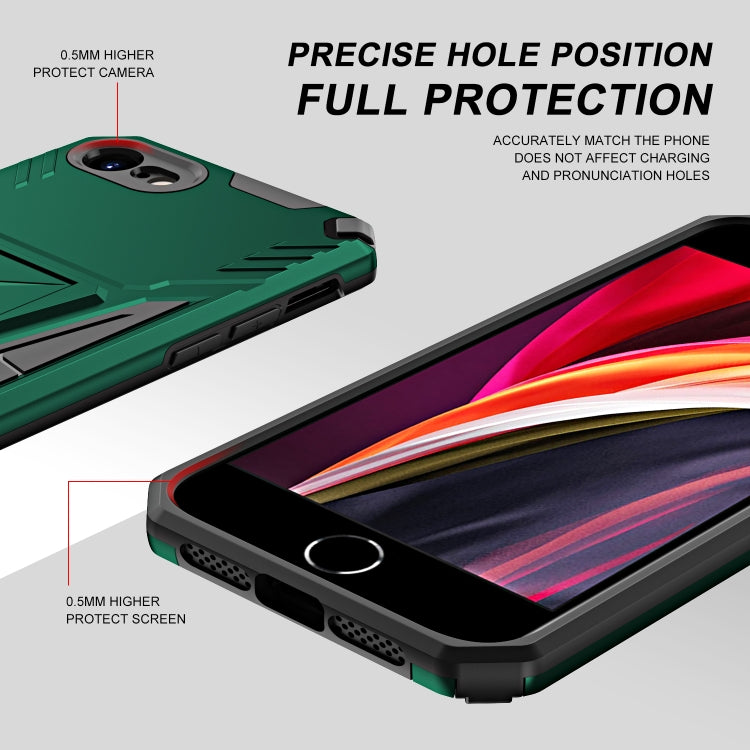 For iPhone SE 2022 / SE 2020 / 8 / 7 Super V Armor PC + TPU Shockproof Case with Invisible Holder