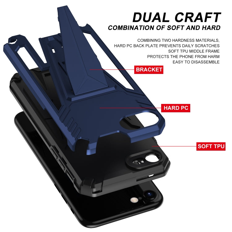 For iPhone SE 2022 / SE 2020 / 8 / 7 Super V Armor PC + TPU Shockproof Case with Invisible Holder