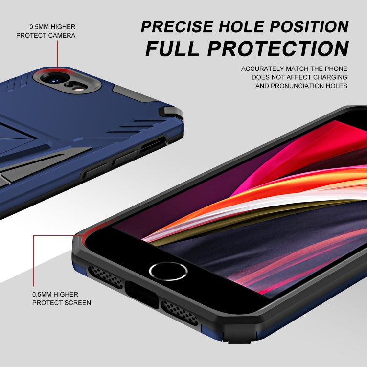 For iPhone SE 2022 / SE 2020 / 8 / 7 Super V Armor PC + TPU Shockproof Case with Invisible Holder