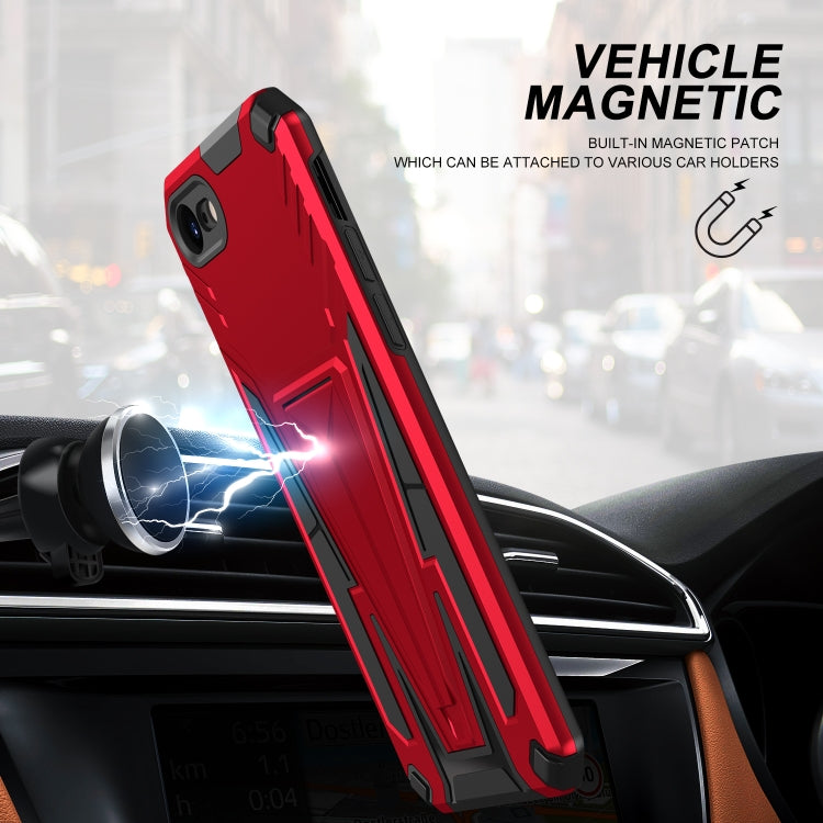 For iPhone SE 2022 / SE 2020 / 8 / 7 Super V Armor PC + TPU Shockproof Case with Invisible Holder