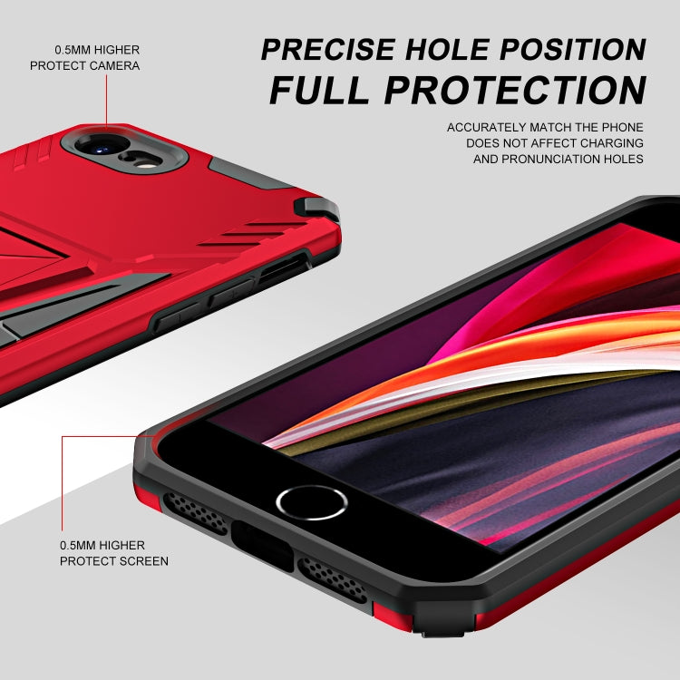 For iPhone SE 2022 / SE 2020 / 8 / 7 Super V Armor PC + TPU Shockproof Case with Invisible Holder