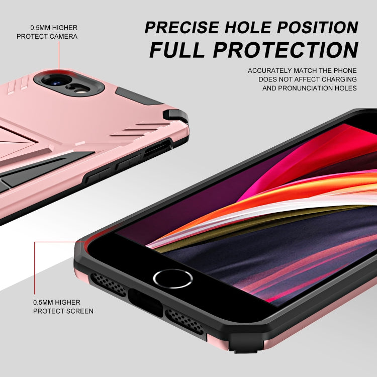 For iPhone SE 2022 / SE 2020 / 8 / 7 Super V Armor PC + TPU Shockproof Case with Invisible Holder