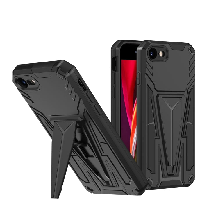 For iPhone SE 2022 / SE 2020 / 8 / 7 Super V Armor PC + TPU Shockproof Case with Invisible Holder