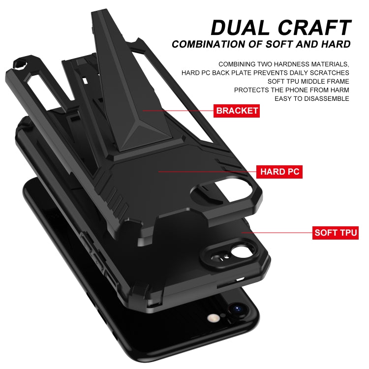 For iPhone SE 2022 / SE 2020 / 8 / 7 Super V Armor PC + TPU Shockproof Case with Invisible Holder