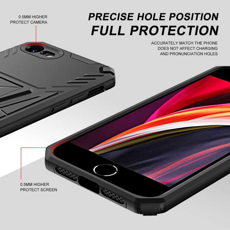 For iPhone SE 2022 / SE 2020 / 8 / 7 Super V Armor PC + TPU Shockproof Case with Invisible Holder