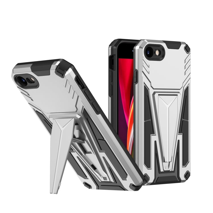 For iPhone SE 2022 / SE 2020 / 8 / 7 Super V Armor PC + TPU Shockproof Case with Invisible Holder