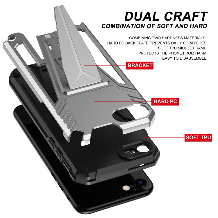 For iPhone SE 2022 / SE 2020 / 8 / 7 Super V Armor PC + TPU Shockproof Case with Invisible Holder
