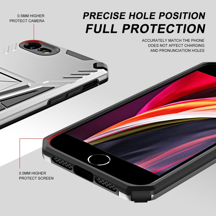 For iPhone SE 2022 / SE 2020 / 8 / 7 Super V Armor PC + TPU Shockproof Case with Invisible Holder