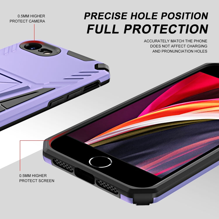 For iPhone SE 2022 / SE 2020 / 8 / 7 Super V Armor PC + TPU Shockproof Case with Invisible Holder