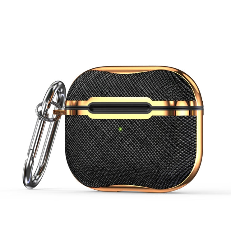 Cloth Texture Electroplating Frame Earphone Protective Case with Hook For AirPods 3