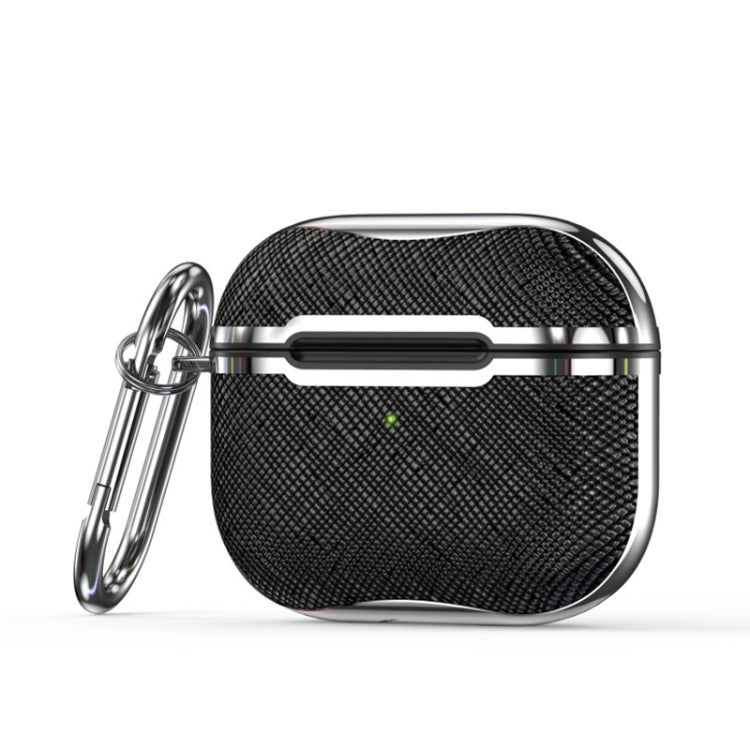 Cloth Texture Electroplating Frame Earphone Protective Case with Hook For AirPods 3