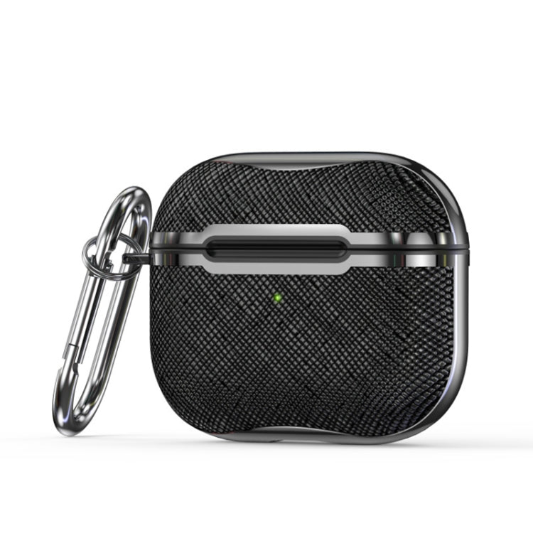 Cloth Texture Electroplating Frame Earphone Protective Case with Hook For AirPods 3