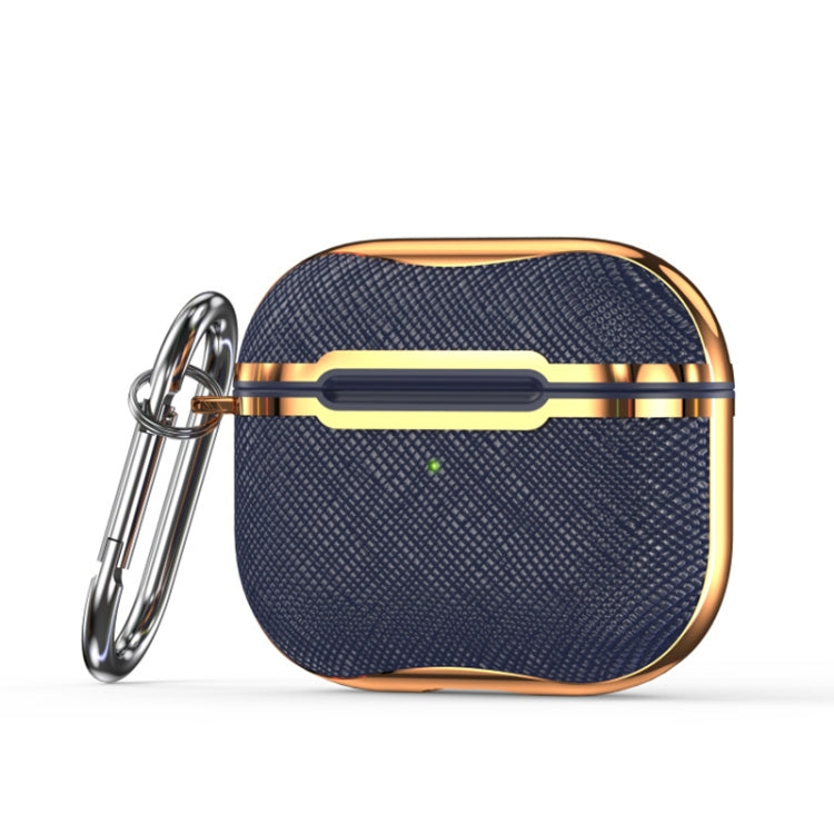 Cloth Texture Electroplating Frame Earphone Protective Case with Hook For AirPods 3
