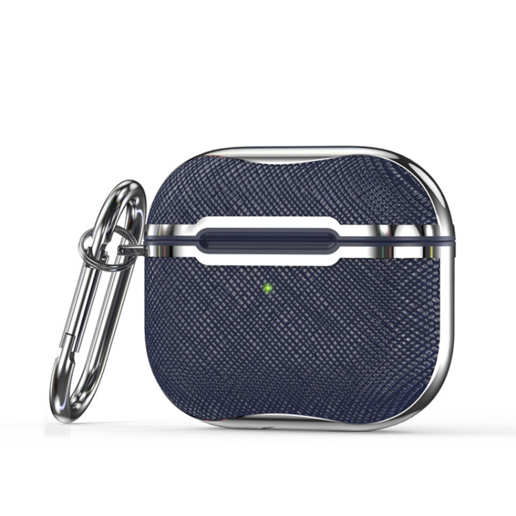 Cloth Texture Electroplating Frame Earphone Protective Case with Hook For AirPods 3