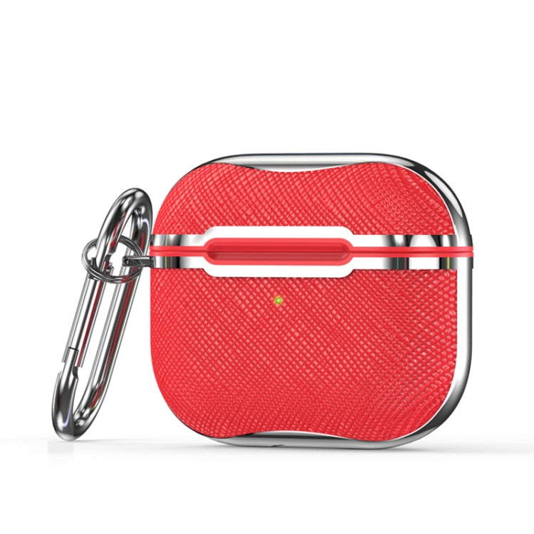 Cloth Texture Electroplating Frame Earphone Protective Case with Hook For AirPods 3