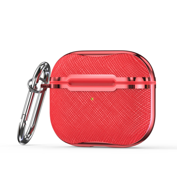Cloth Texture Electroplating Frame Earphone Protective Case with Hook For AirPods 3