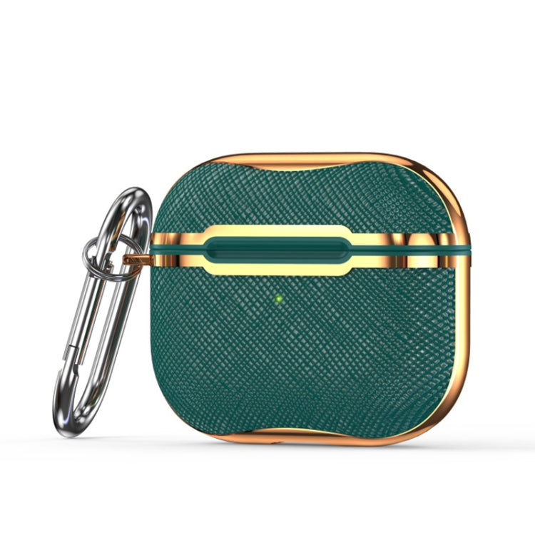Cloth Texture Electroplating Frame Earphone Protective Case with Hook For AirPods 3