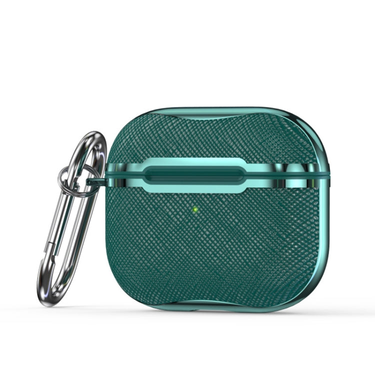 Cloth Texture Electroplating Frame Earphone Protective Case with Hook For AirPods 3