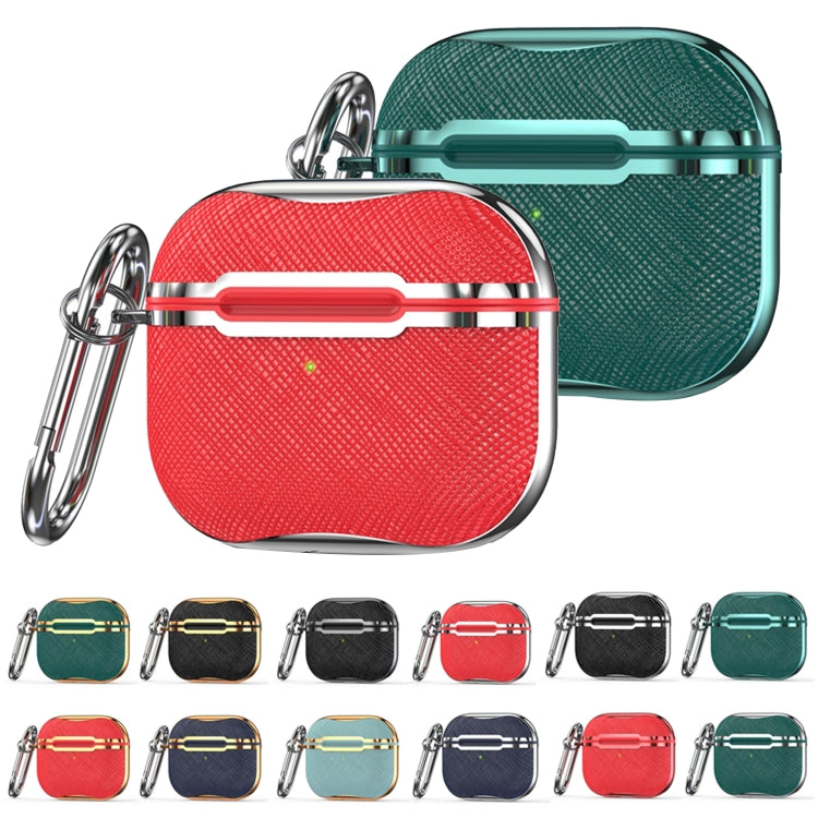 Cloth Texture Electroplating Frame Earphone Protective Case with Hook For AirPods 3