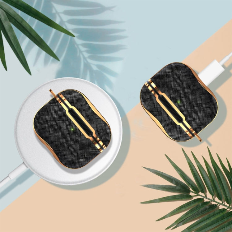 Cloth Texture Electroplating Frame Earphone Protective Case with Hook For AirPods 3
