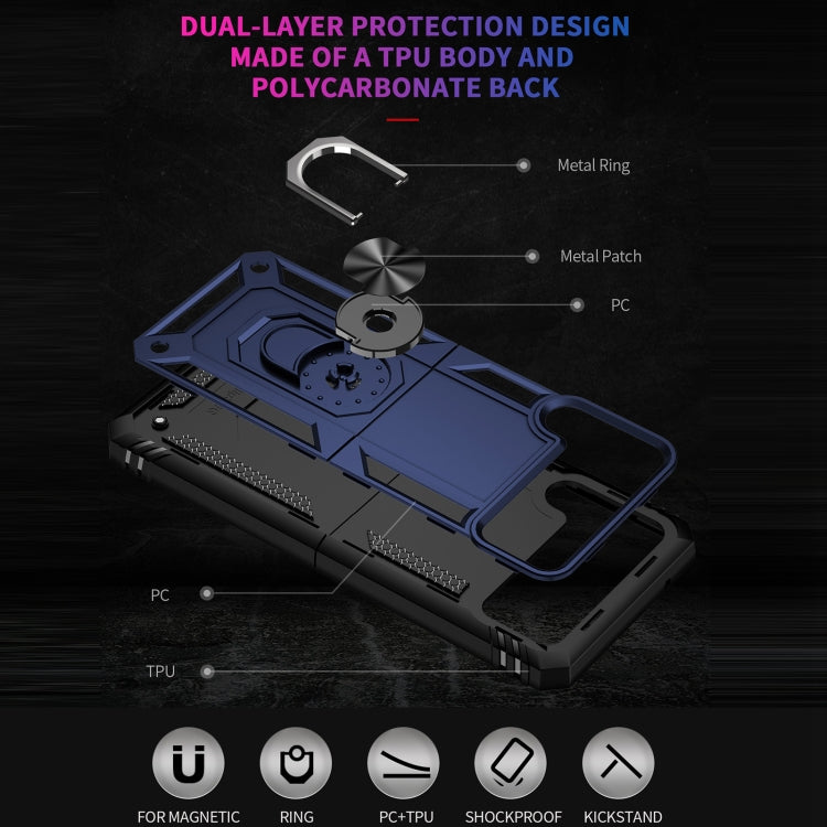 For Samsung Galaxy Z Flip3 5G Folding Shockproof TPU + PC Protective Case with 360 Degree Rotating Holder
