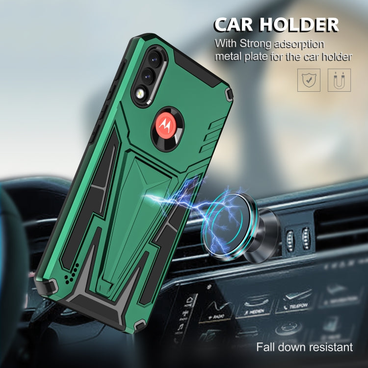 For Motorola Moto G / E7 Power 2021 Super V Armor PC + TPU Shockproof Case with Invisible Holder