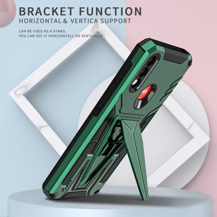 For Motorola Moto G / E7 Power 2021 Super V Armor PC + TPU Shockproof Case with Invisible Holder
