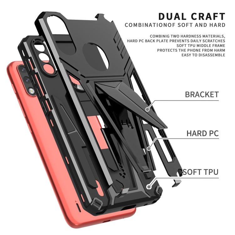 For Motorola Moto G / E7 Power 2021 Super V Armor PC + TPU Shockproof Case with Invisible Holder