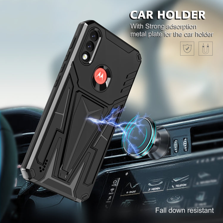 For Motorola Moto G / E7 Power 2021 Super V Armor PC + TPU Shockproof Case with Invisible Holder