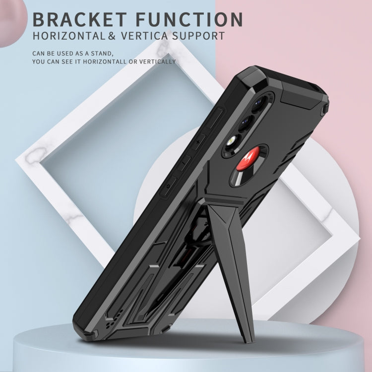For Motorola Moto G / E7 Power 2021 Super V Armor PC + TPU Shockproof Case with Invisible Holder