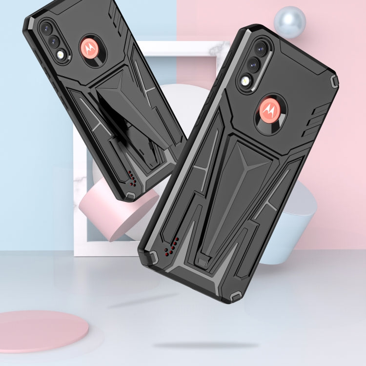 For Motorola Moto G / E7 Power 2021 Super V Armor PC + TPU Shockproof Case with Invisible Holder