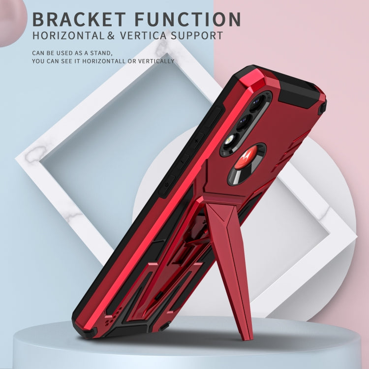 For Motorola Moto G / E7 Power 2021 Super V Armor PC + TPU Shockproof Case with Invisible Holder