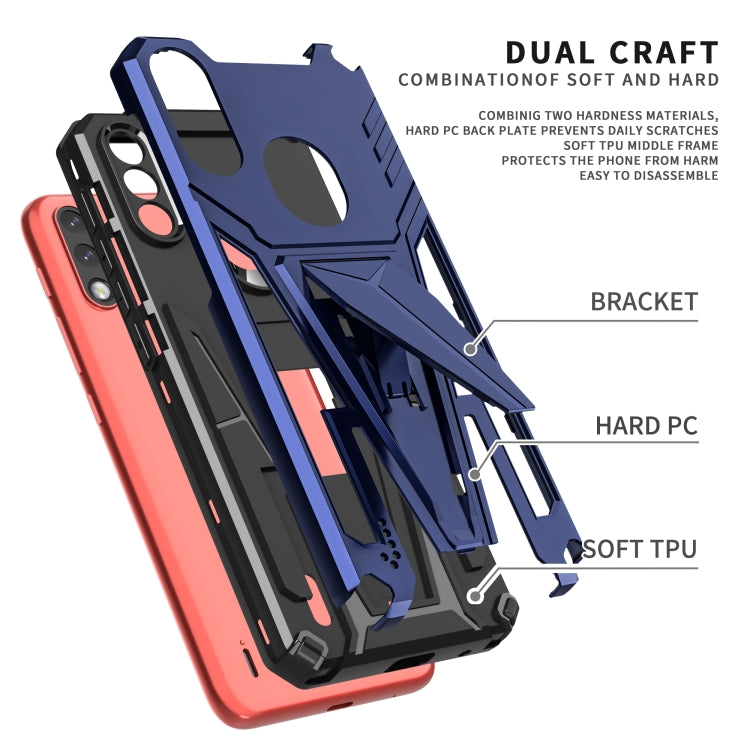 For Motorola Moto G / E7 Power 2021 Super V Armor PC + TPU Shockproof Case with Invisible Holder