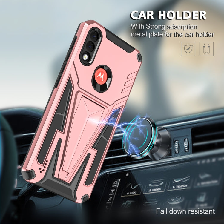 For Motorola Moto G / E7 Power 2021 Super V Armor PC + TPU Shockproof Case with Invisible Holder