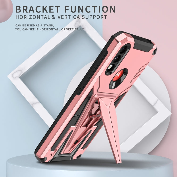 For Motorola Moto G / E7 Power 2021 Super V Armor PC + TPU Shockproof Case with Invisible Holder