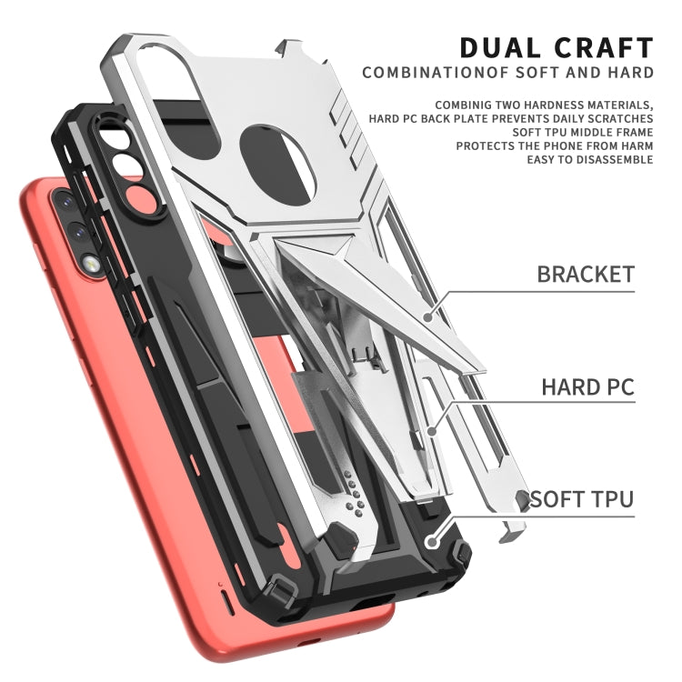 For Motorola Moto G / E7 Power 2021 Super V Armor PC + TPU Shockproof Case with Invisible Holder