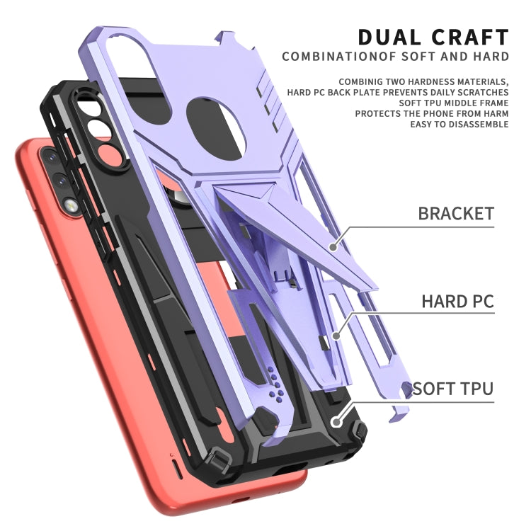 For Motorola Moto G / E7 Power 2021 Super V Armor PC + TPU Shockproof Case with Invisible Holder