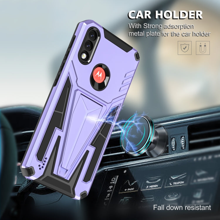 For Motorola Moto G / E7 Power 2021 Super V Armor PC + TPU Shockproof Case with Invisible Holder
