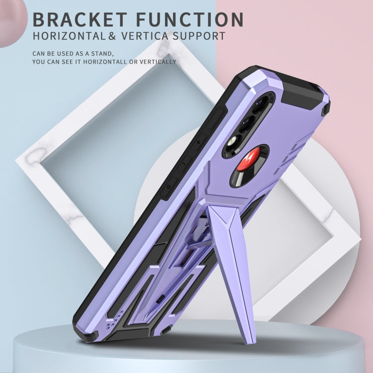 For Motorola Moto G / E7 Power 2021 Super V Armor PC + TPU Shockproof Case with Invisible Holder