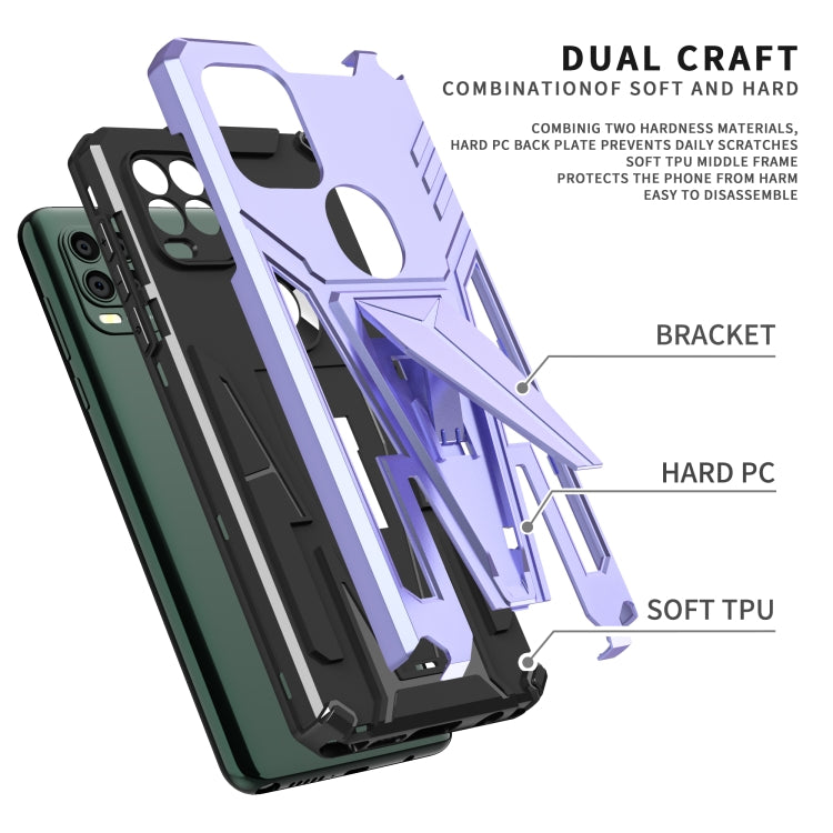 For Motorola Moto G Stylus 5G Super V Armor PC + TPU Shockproof Case with Invisible Holder