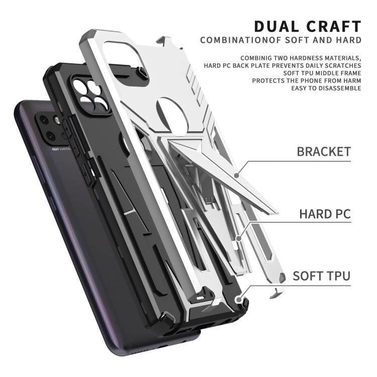 For Motorola One 5G Ace Super V Armor PC + TPU Shockproof Case with Invisible Holder