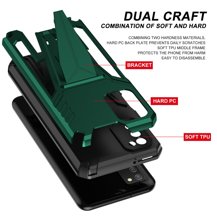 For Samsung Galaxy A02s 164mm Super V Armor PC + TPU Shockproof Case with Invisible Holder