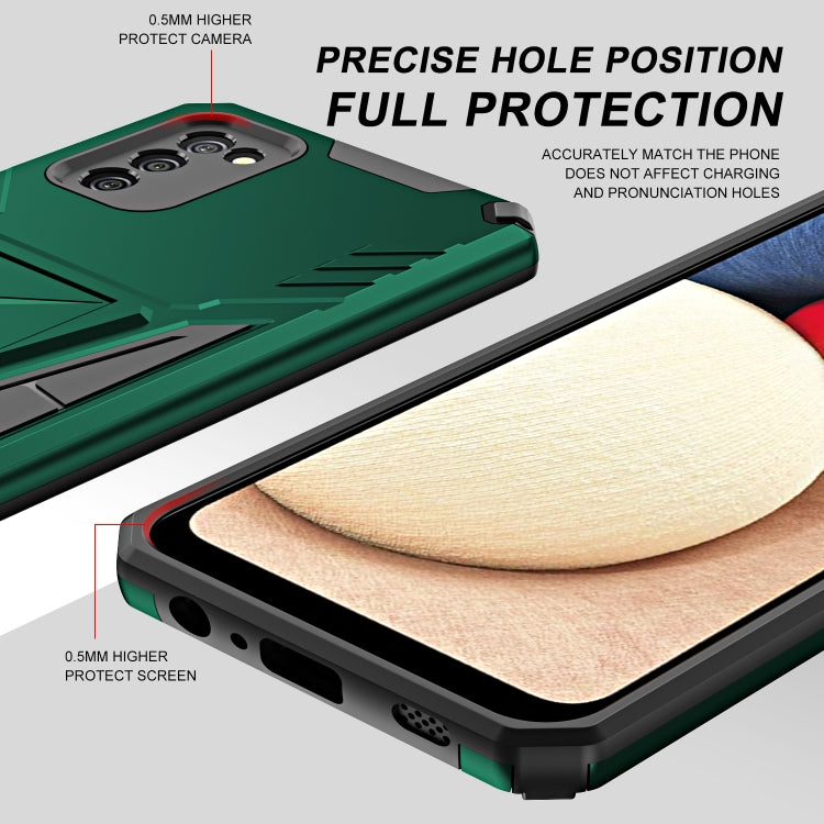 For Samsung Galaxy A02s 164mm Super V Armor PC + TPU Shockproof Case with Invisible Holder